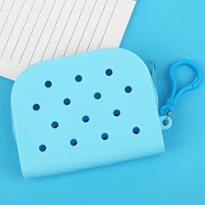 Zipper Coin Purse Silicone Clip On BLUE for BOGG or Croc Charms